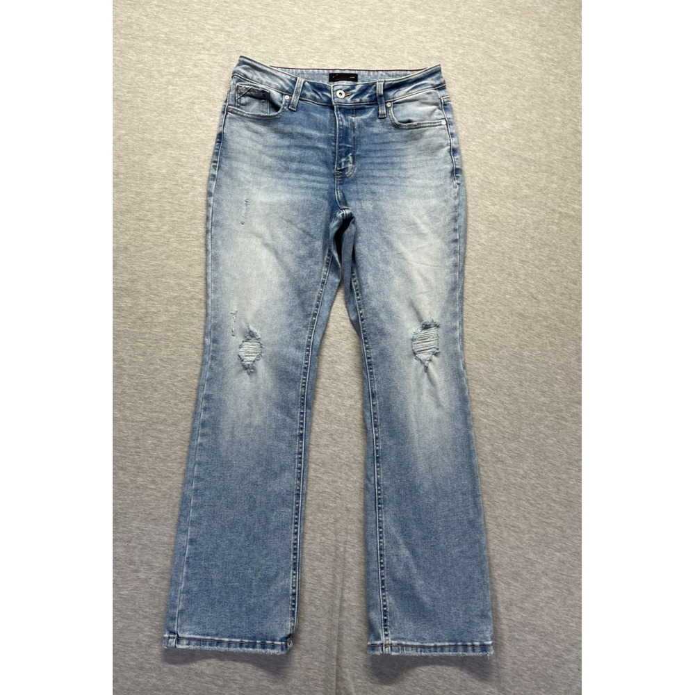 Edgely Bootcut Jeans Womens 10short Blue Denim Medium Wash Streetwear Distressed